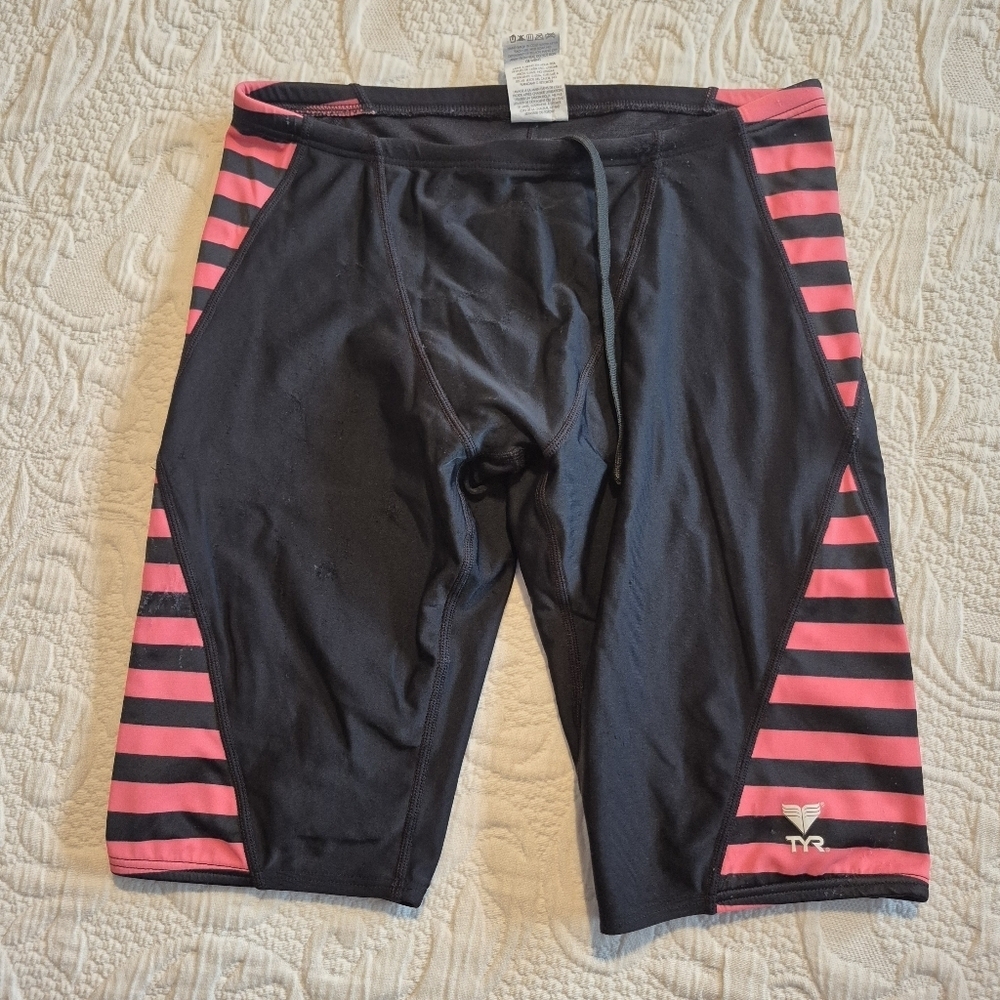 TYR men's size 34 swim shorts, have some wear on side from hook and loop rub